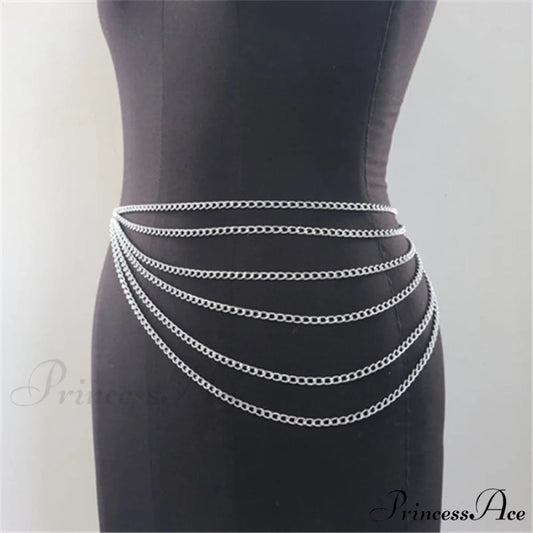 Metal chain waist with layers