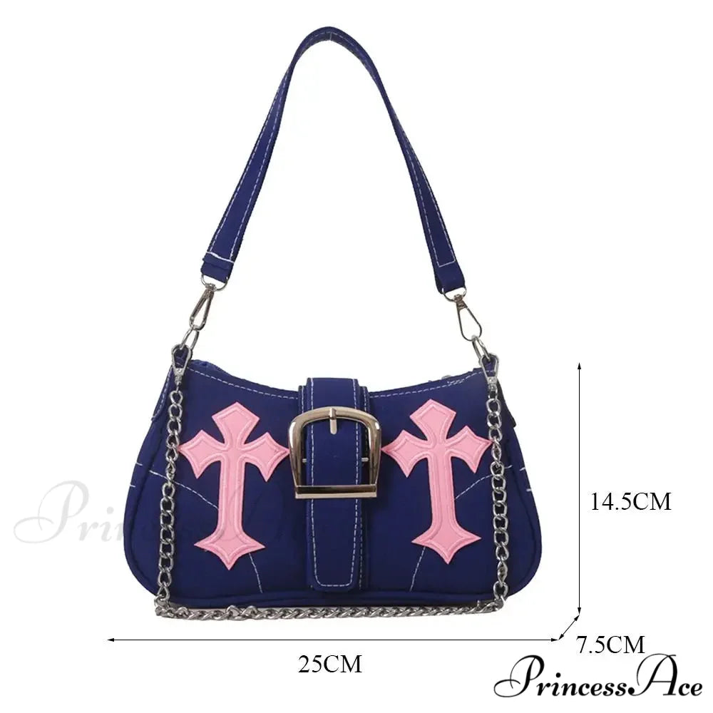 Metal Clasp Canvas Shoulder Bag shoulder-250126