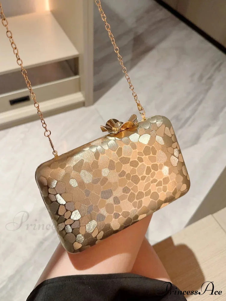 Metal Cover Nighttime Clutch Wristlet Gold wristlet-250126