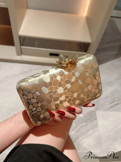 Metal Cover Nighttime Clutch Wristlet Gold wristlet-250126
