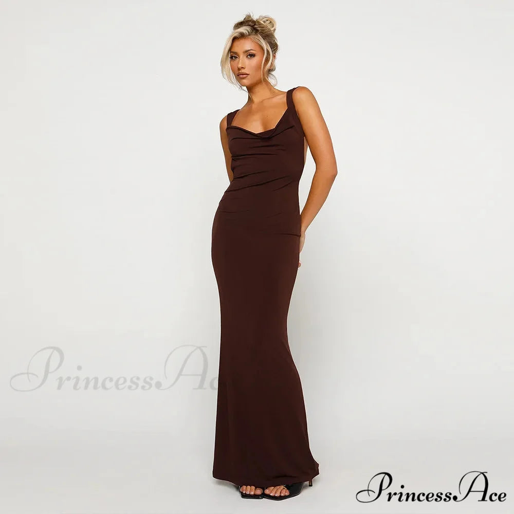 MIA Elegant MAXI DRESS Brown / S
