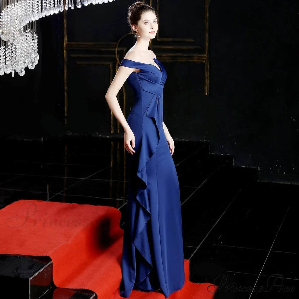 Mia Off Stylish Shoulder Dress NAVY / XS