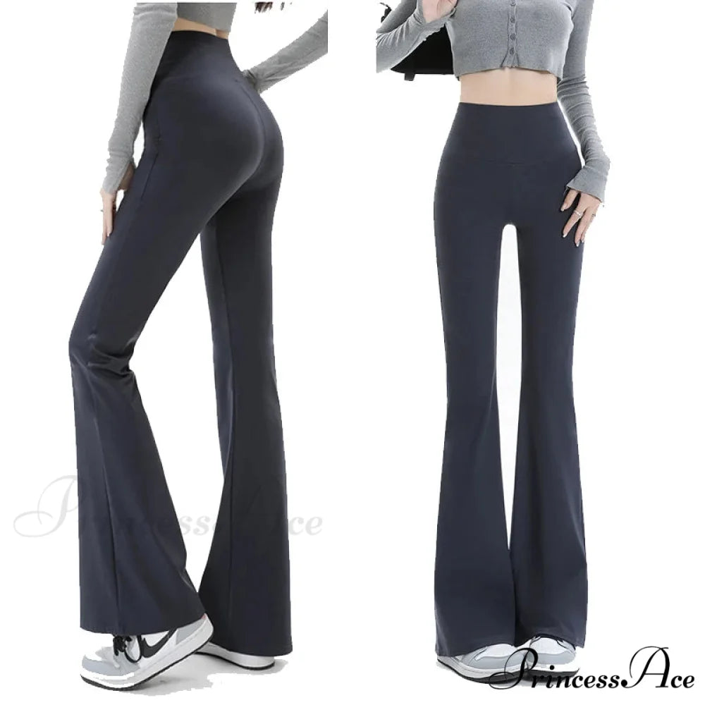 Micro-cropped Shark High-waisted Slim Body Horseshoe Wide-leg Flared Pants Leggings