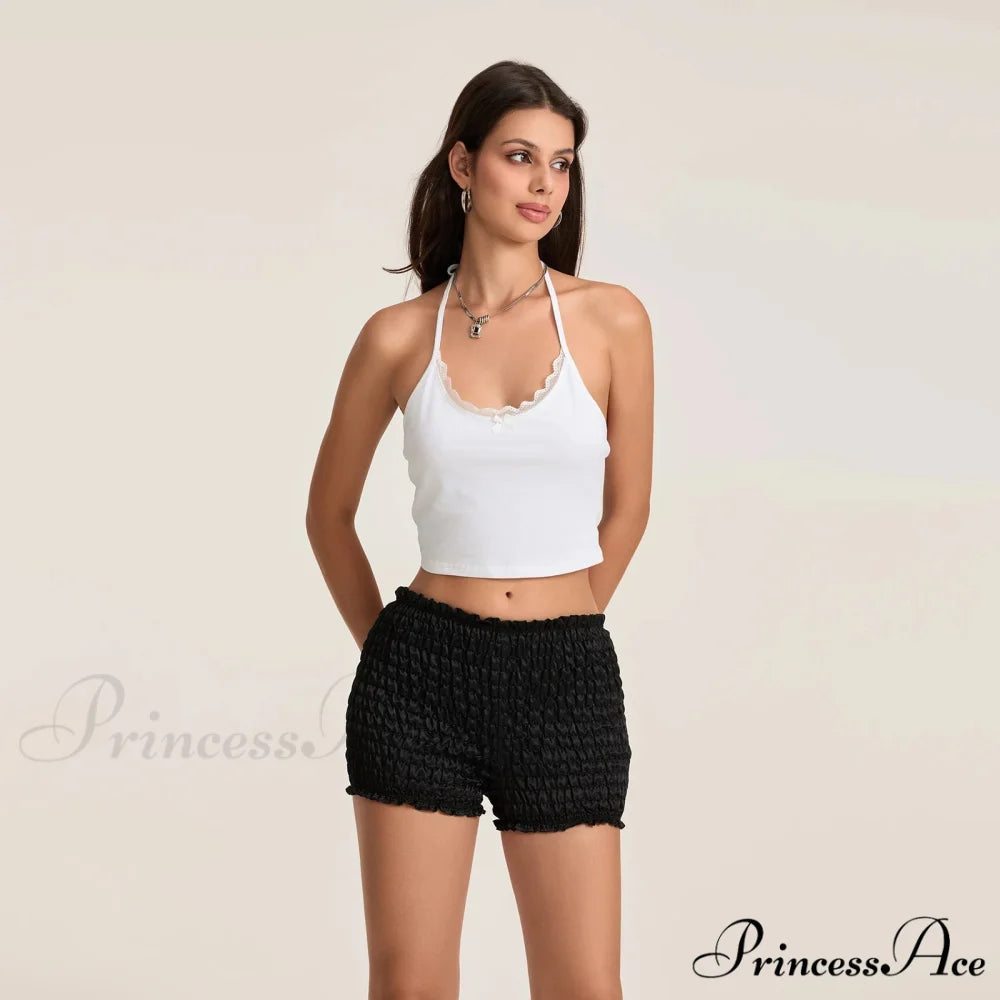 Mid Ascend Gathered Elastic Waist Short short-250223