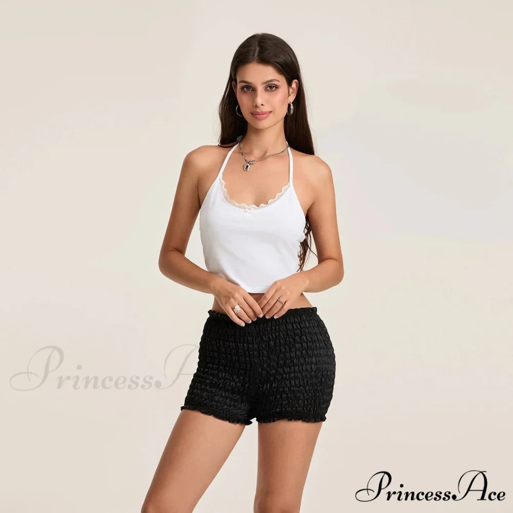 Mid Ascend Gathered Elastic Waist Short short-250223