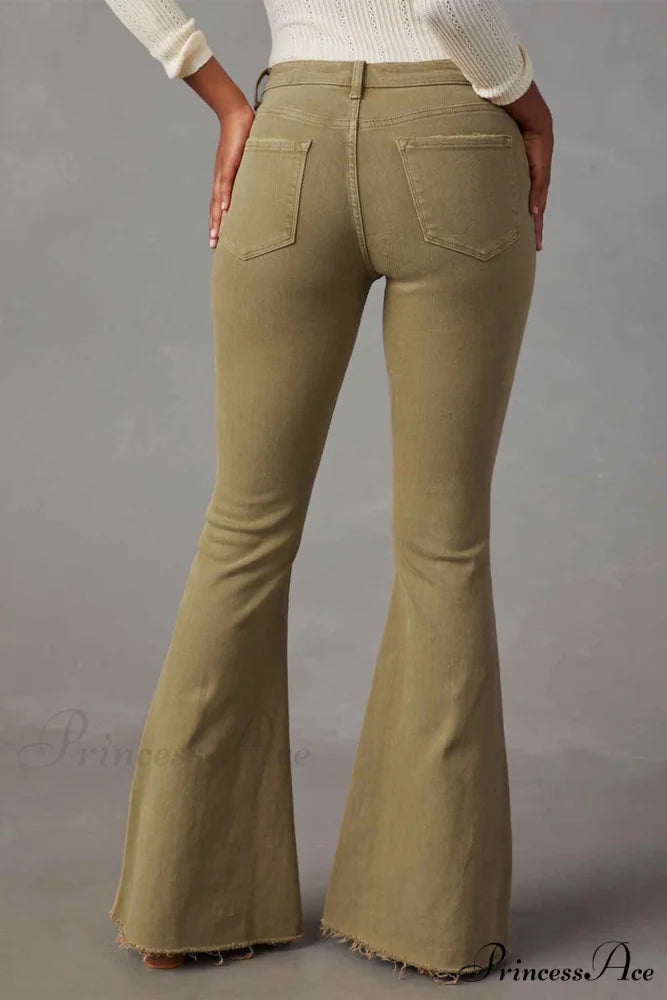 Mid Retro Flared Denim Rise Jeans Camel / 2XL