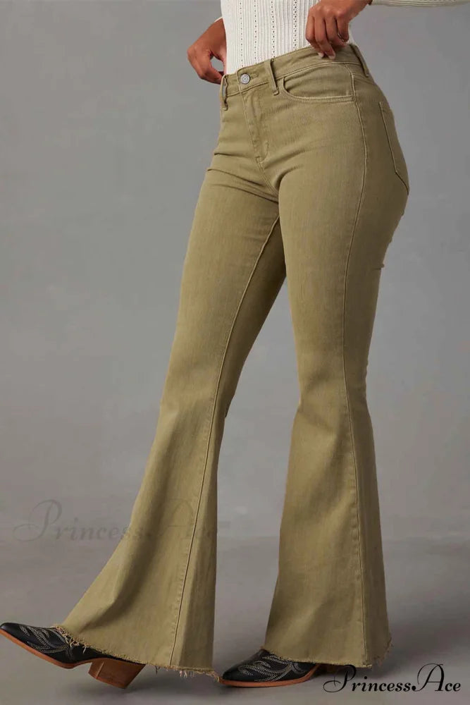 Mid Retro Flared Denim Rise Jeans Camel / L