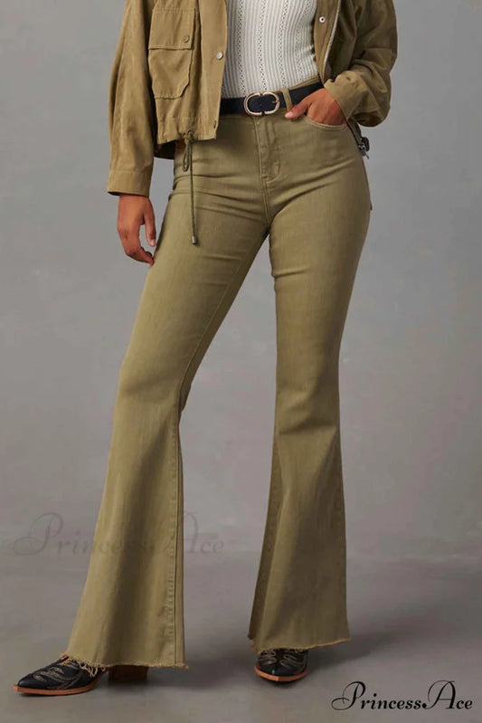 Mid Retro Flared Denim Rise Jeans Camel / M