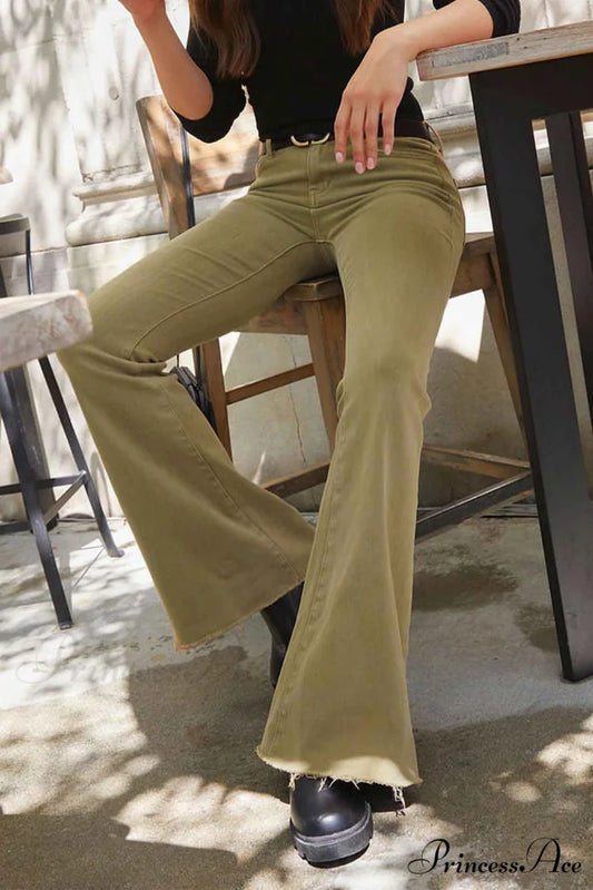 Mid Retro Flared Denim Rise Jeans Camel / S