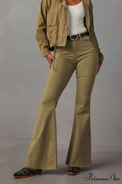 Mid Retro Flared Denim Rise Jeans Camel / XL