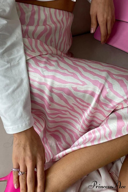 Midi Fishtail Zebra Skirt Light Pink / M