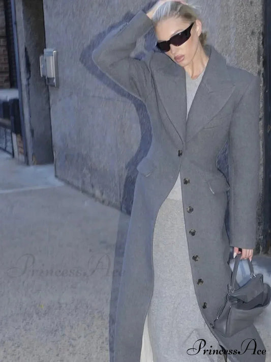 Midsection Up Solitary Buttoned Wool Overcoat coats-241228