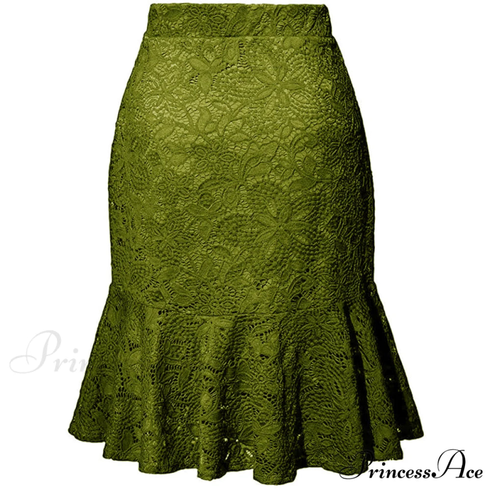 Mini Mermaid Slim Fit Elegant Skirts Army Green / S