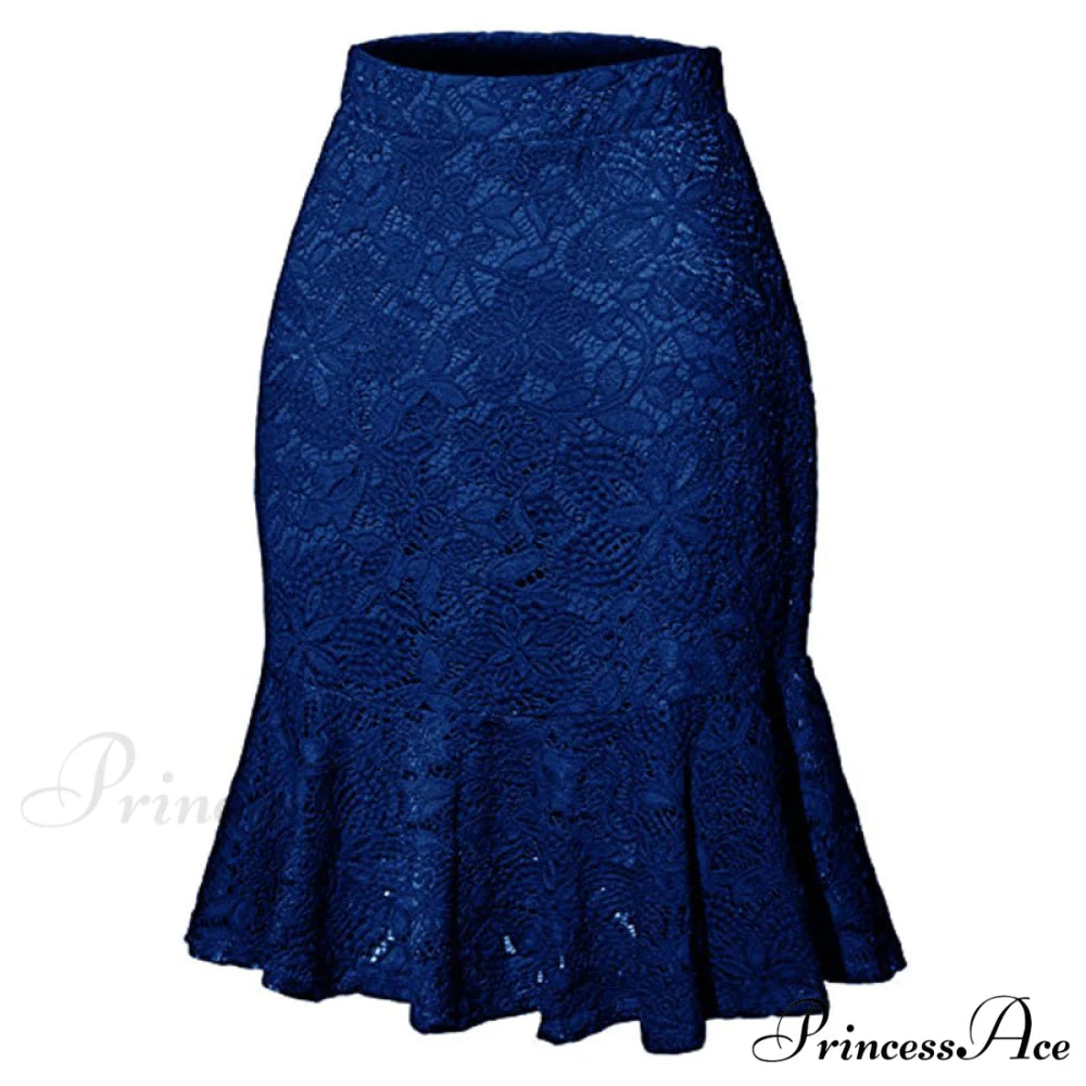 Mini Mermaid Slim Fit Elegant Skirts Deep Blue / S