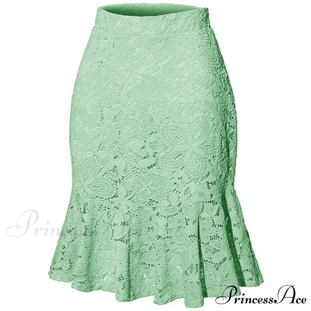 Mini Mermaid Slim Fit Elegant Skirts Light Green / S