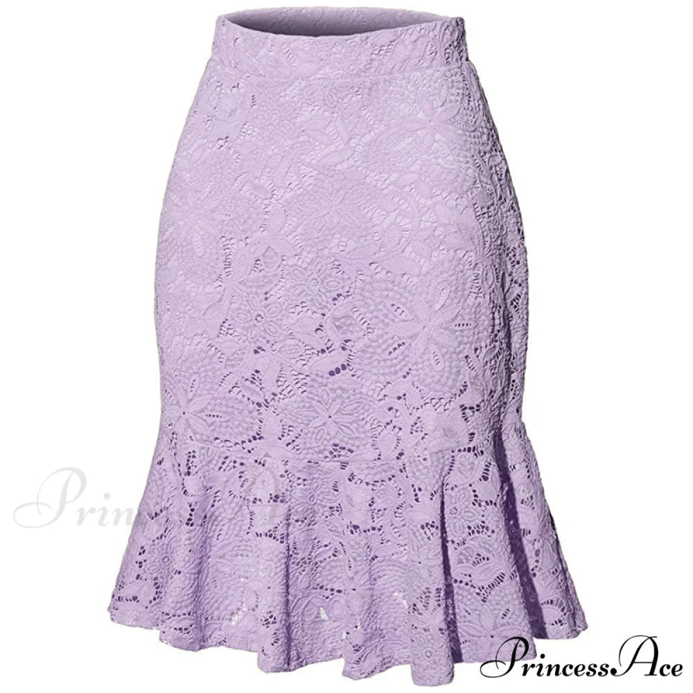 Mini Mermaid Slim Fit Elegant Skirts Light Purple / S