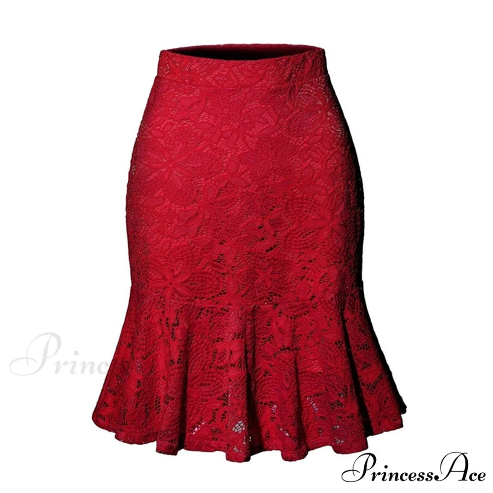 Mini Mermaid Slim Fit Elegant Skirts Red / S