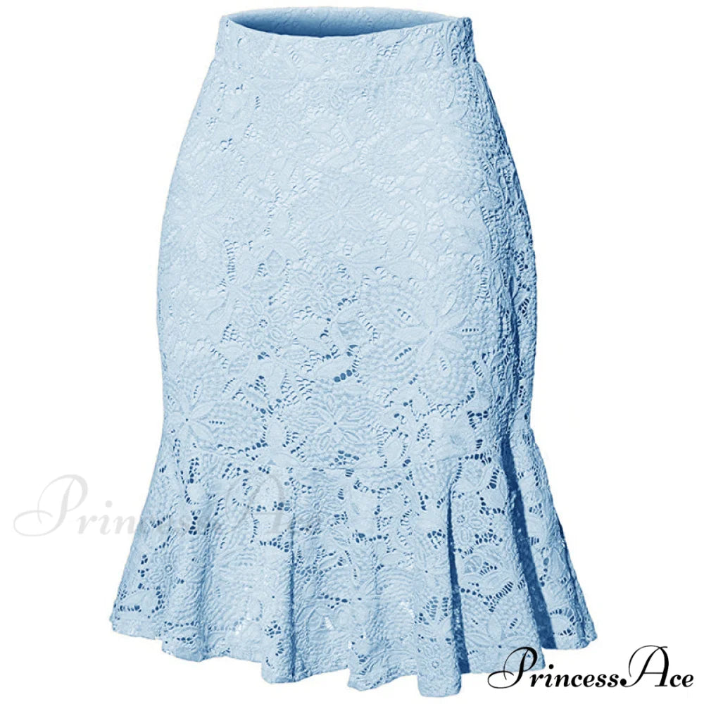 Mini Mermaid Slim Fit Elegant Skirts Sky Blue / S