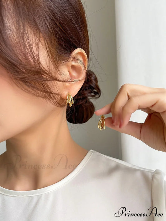 Minimalist Cuff Hoop Earrings Yellow Gold / one-size