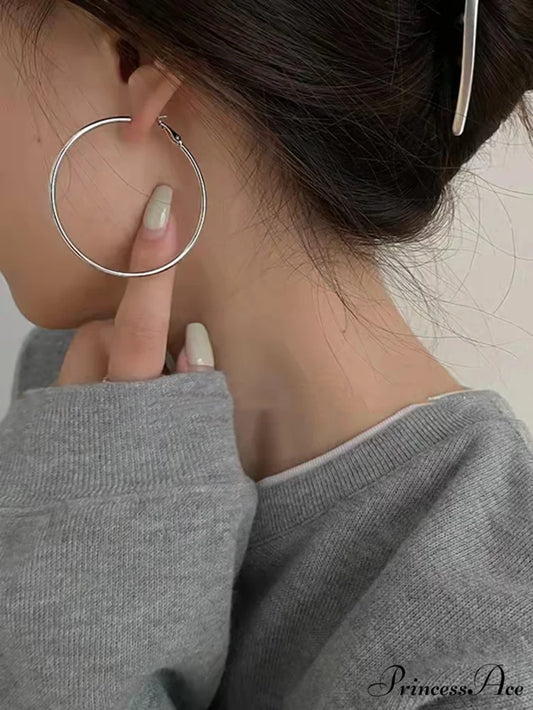 Minimalist Hoop Earrings Silver / one-size
