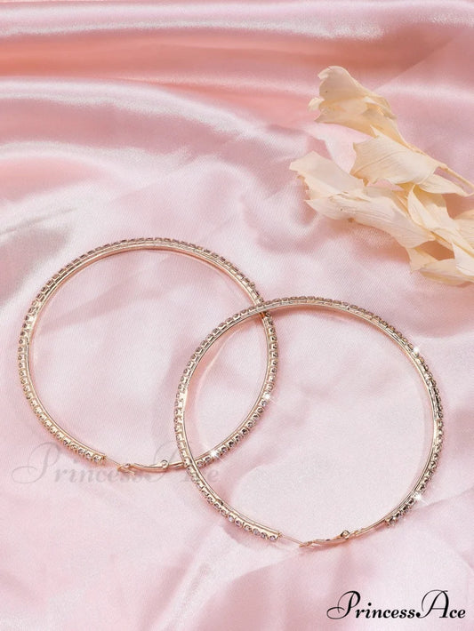 Minimalist Rhinestone Inlaid Chunky Hoop Earrings