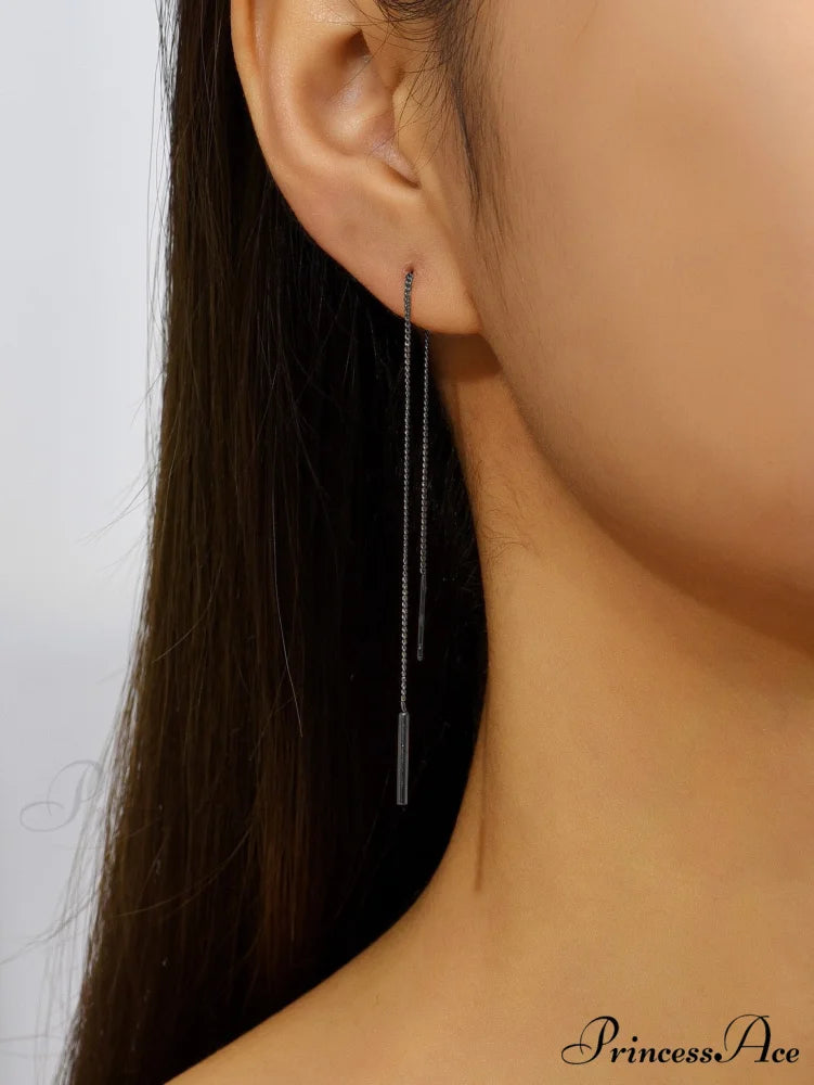 Minimalist Threader Earrings Gun Black / one-size