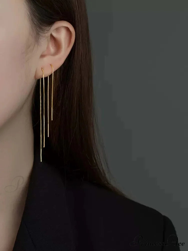 Minimalist Threader Earrings Yellow Gold / one-size