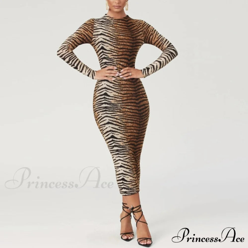 Mock Neck Streetwear Party Festival Dresses Yellow / XXXL