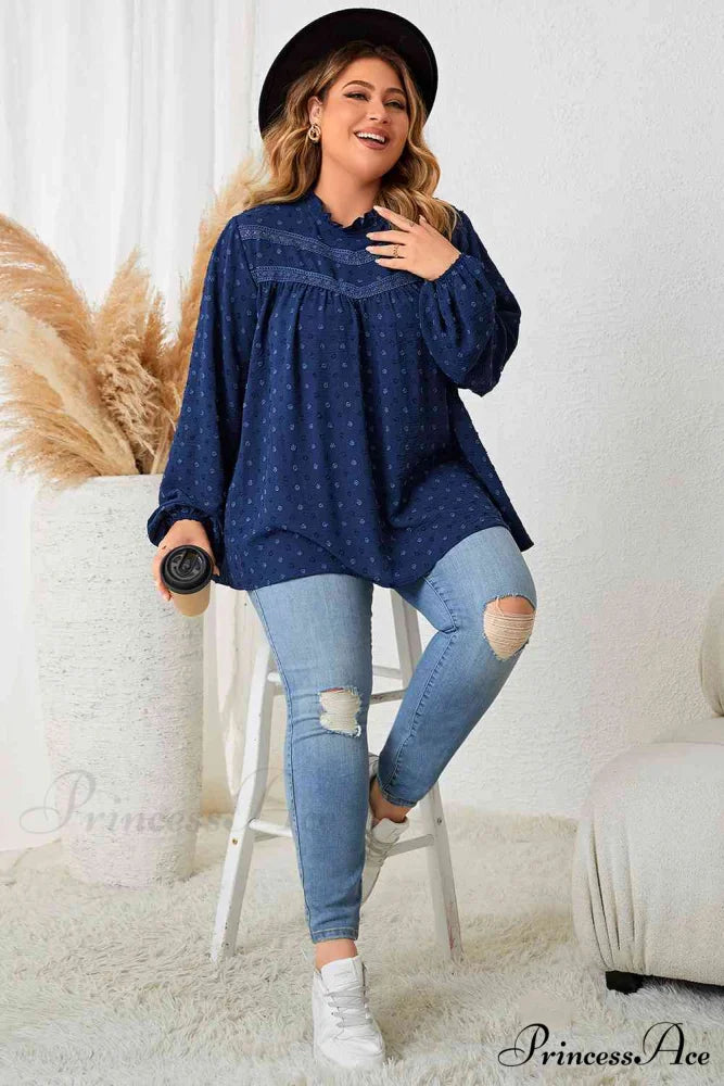 Mock Size Blouse Plus Neck Balloon for Arm Women