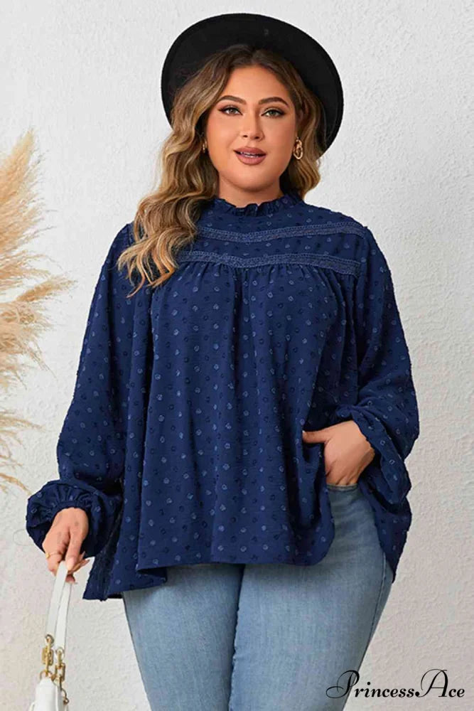 Mock Size Blouse Plus Neck Balloon for Arm Women