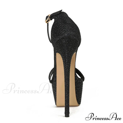 Model Catwalk Sequined Platform Sandals - Open Toe Party Nachtclub Stripper Heels Pole Dance Shoes - Size 34-46
