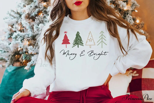 Modern Female All-match Christmas Hoodie - Merry Bright Outdoors WHITE / S Christmas Hoodies-L