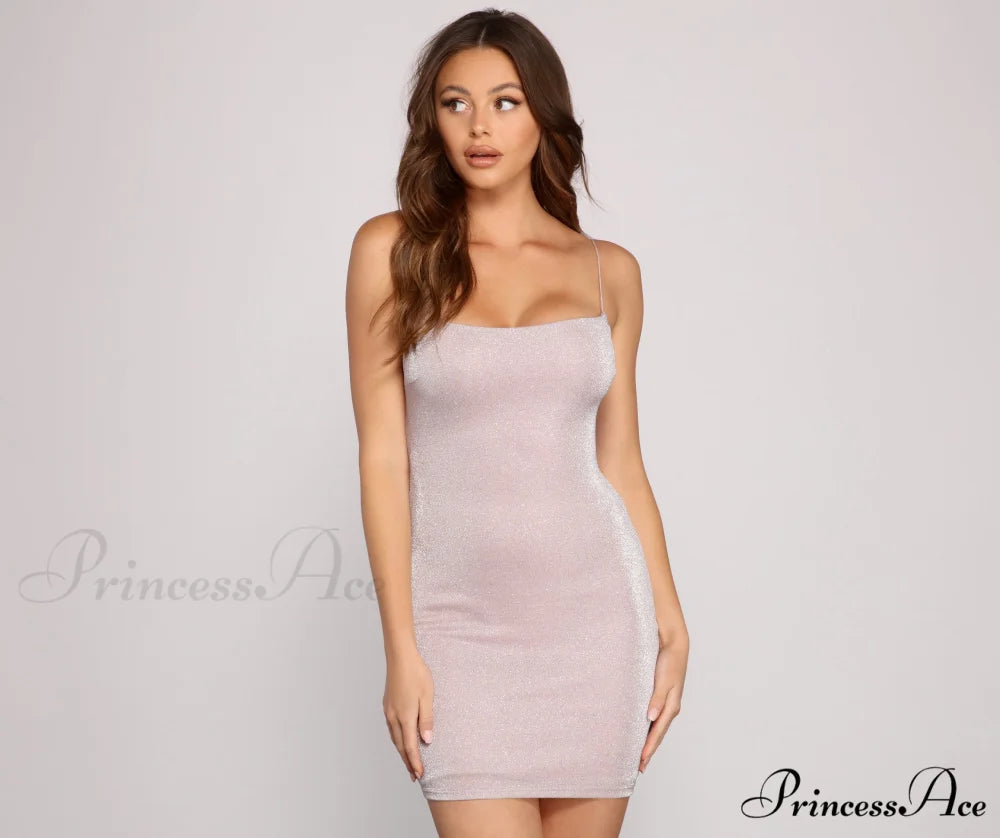 Moment To Shine Charming Open Back Glitter Dress