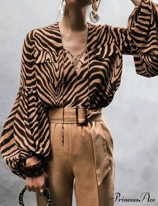 MONA ELEGANT TOP - Plus Size S / Coffee