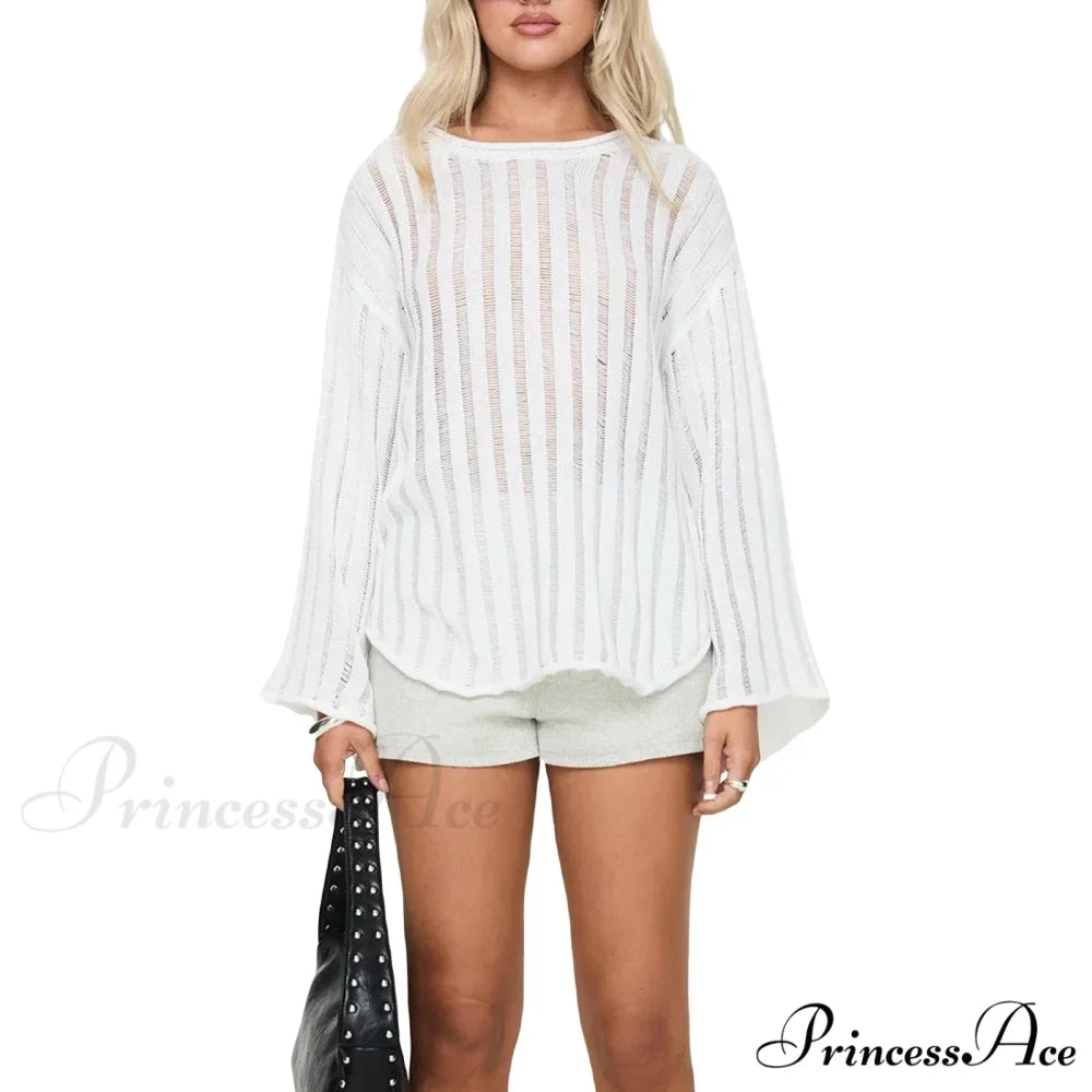 Monochromatic Baggy Cozy Jumper WHITE / S swraters-241228