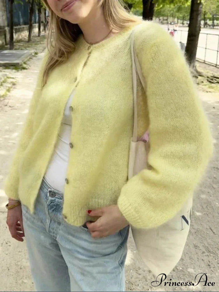 Monochromatic Button-Up Long Sleeve Cardigan green / S cardigans-241228