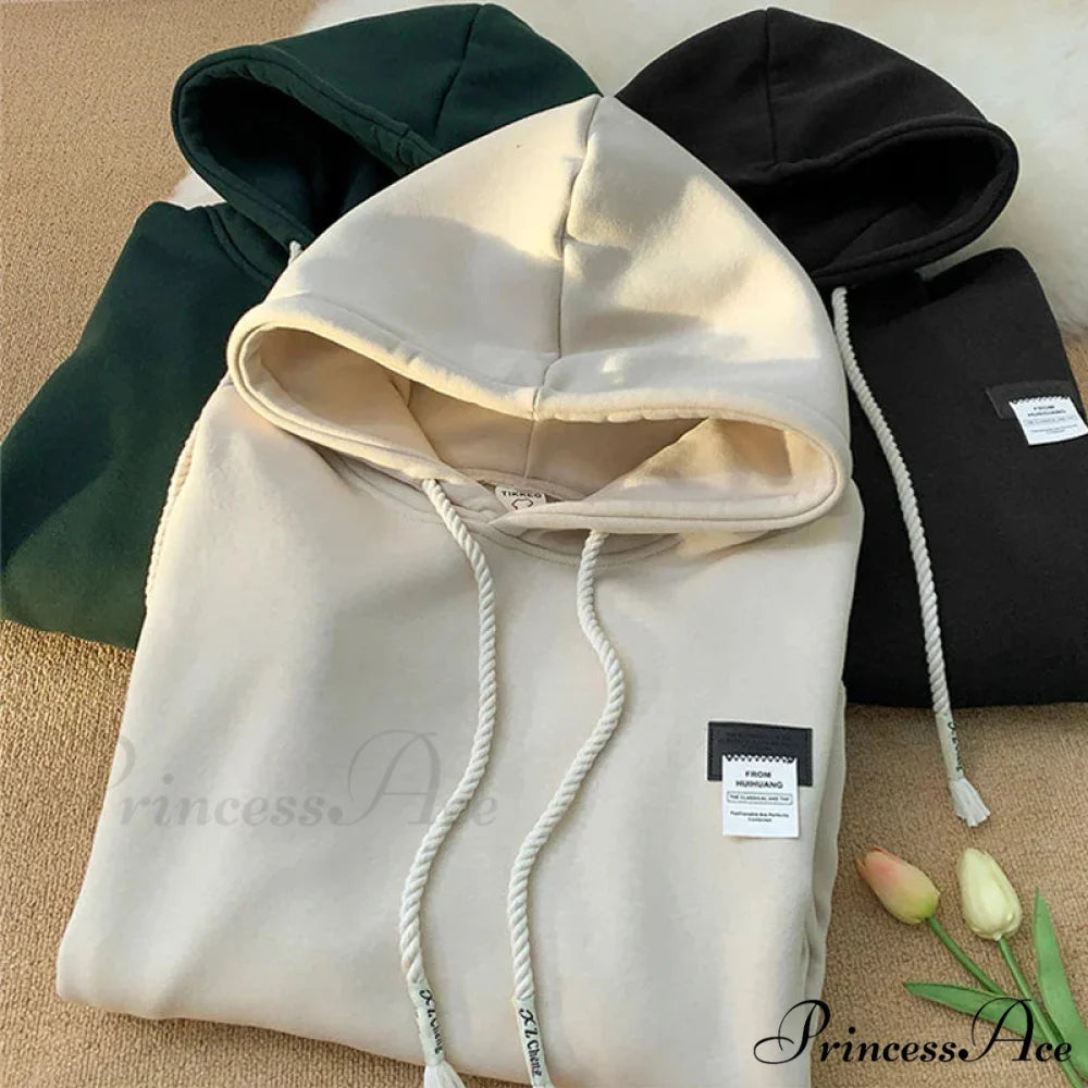 Monochromatic Embroidered Generous Fleece Hoodie hoodies-241228