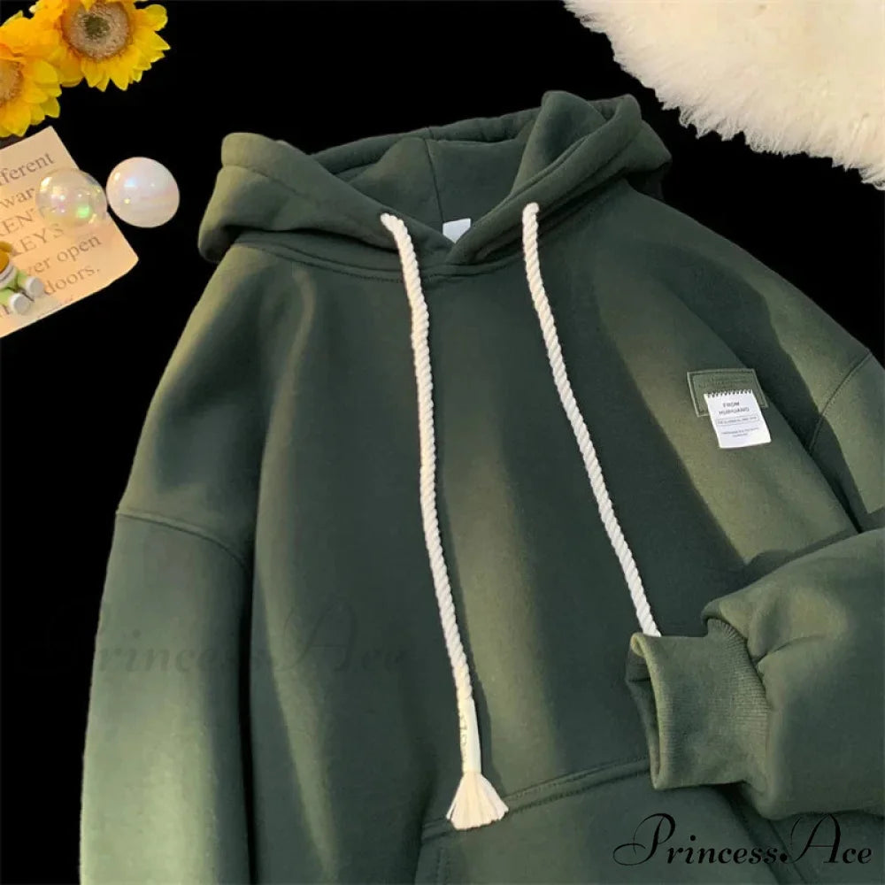 Monochromatic Embroidered Generous Fleece Hoodie hoodies-241228