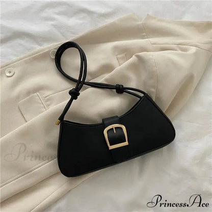 Monochromatic Fashionable Petite Shoulder Purse Black shoulder-250126