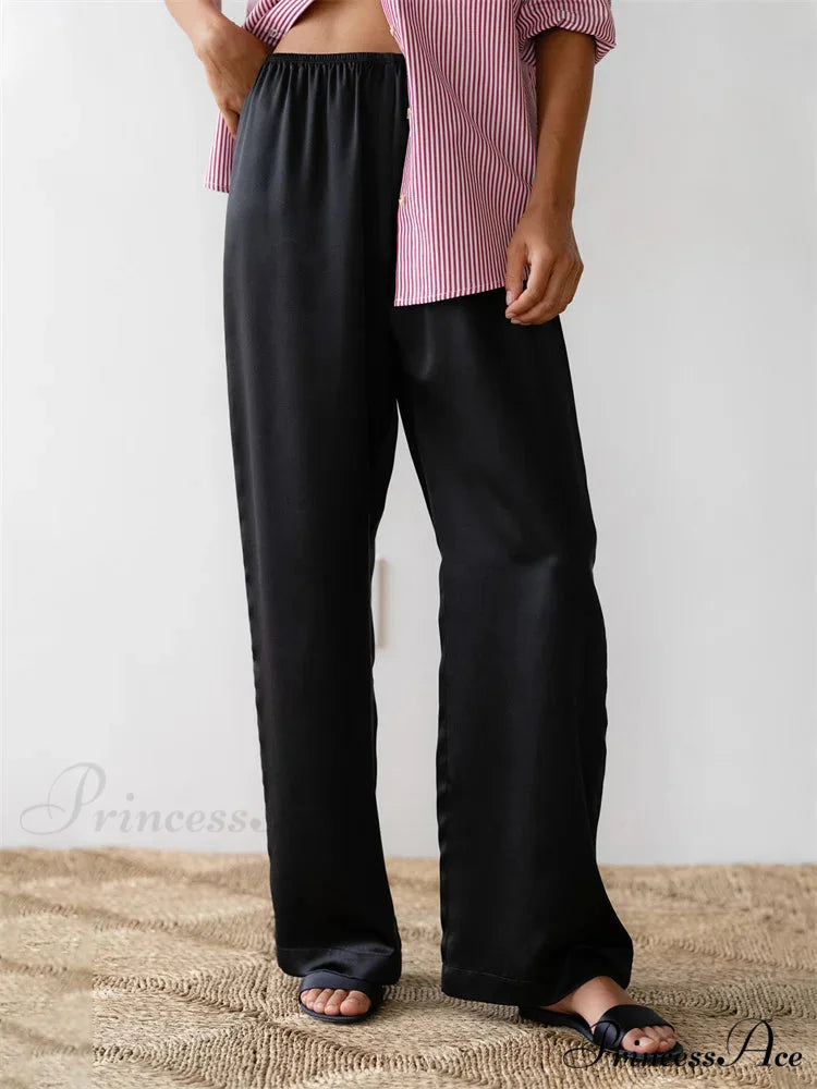 Monochromatic Lounge Stretchy Waist Pull-On Pant BLACK / S pant-250223
