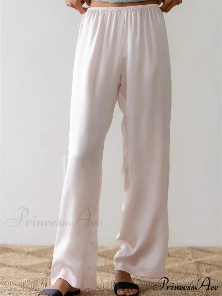 Monochromatic Lounge Stretchy Waist Pull-On Pant WHITE / S pant-250223