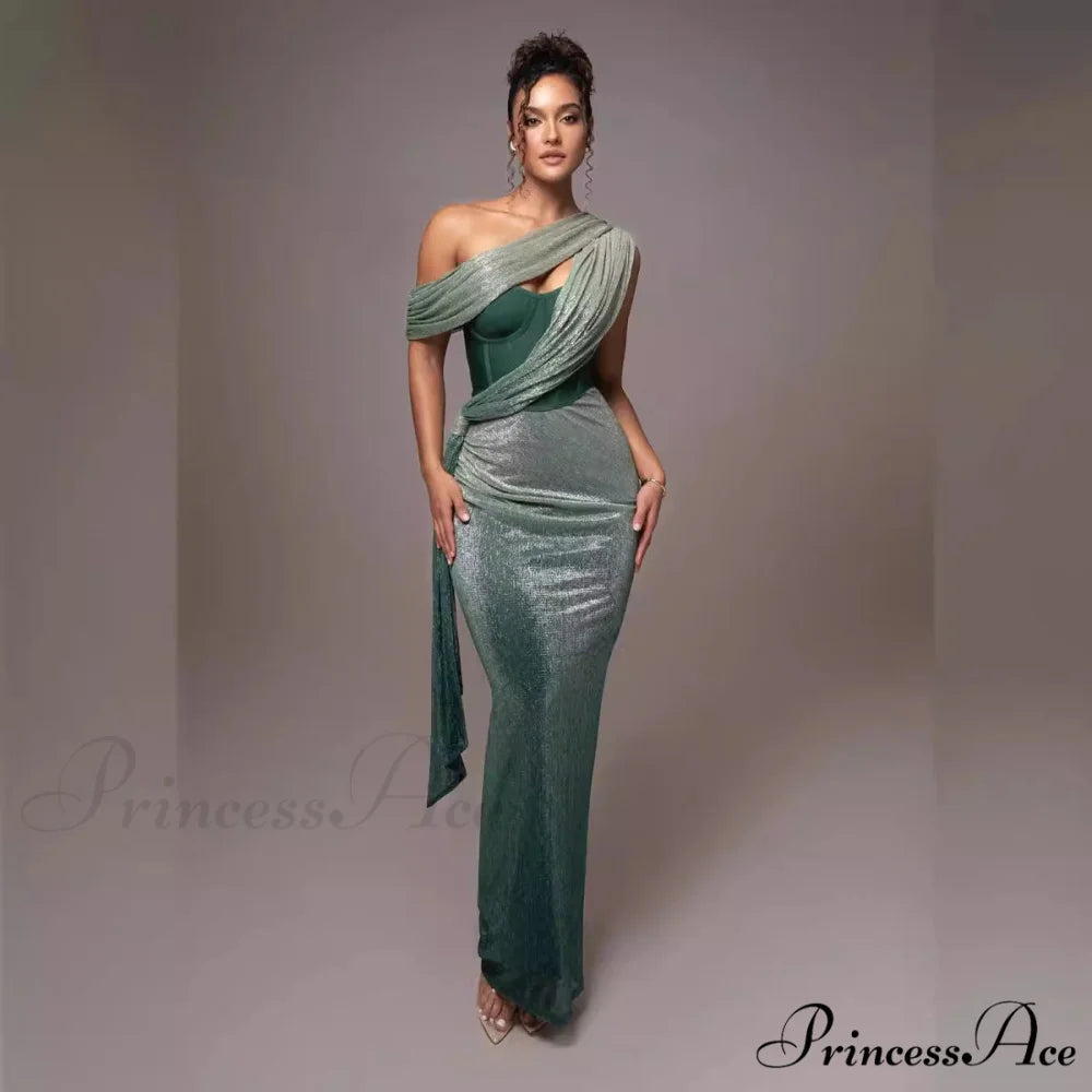 Monochromatic Sleeveless Bandeau Slit Prom Dress promdress-250223