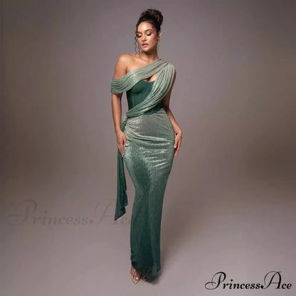 Monochromatic Sleeveless Bandeau Slit Prom Dress promdress-250223