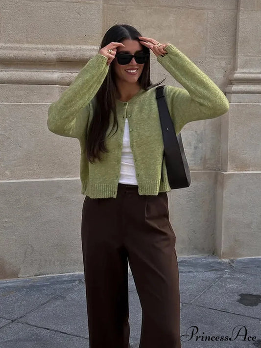 Monochromatic Slim Fit Circular Neck Cardigan cardigans-241228