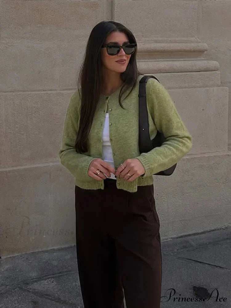 Monochromatic Slim Fit Circular Neck Cardigan cardigans-241228