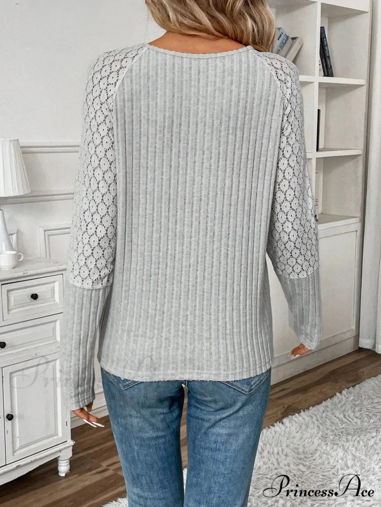 Monochromatic Style Knitted Extended Sleeve Top Women knittop-250126