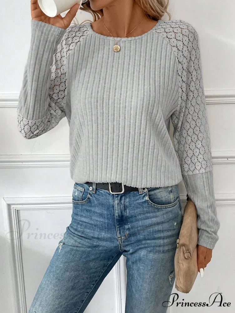 Monochromatic Style Knitted Extended Sleeve Top Women knittop-250126