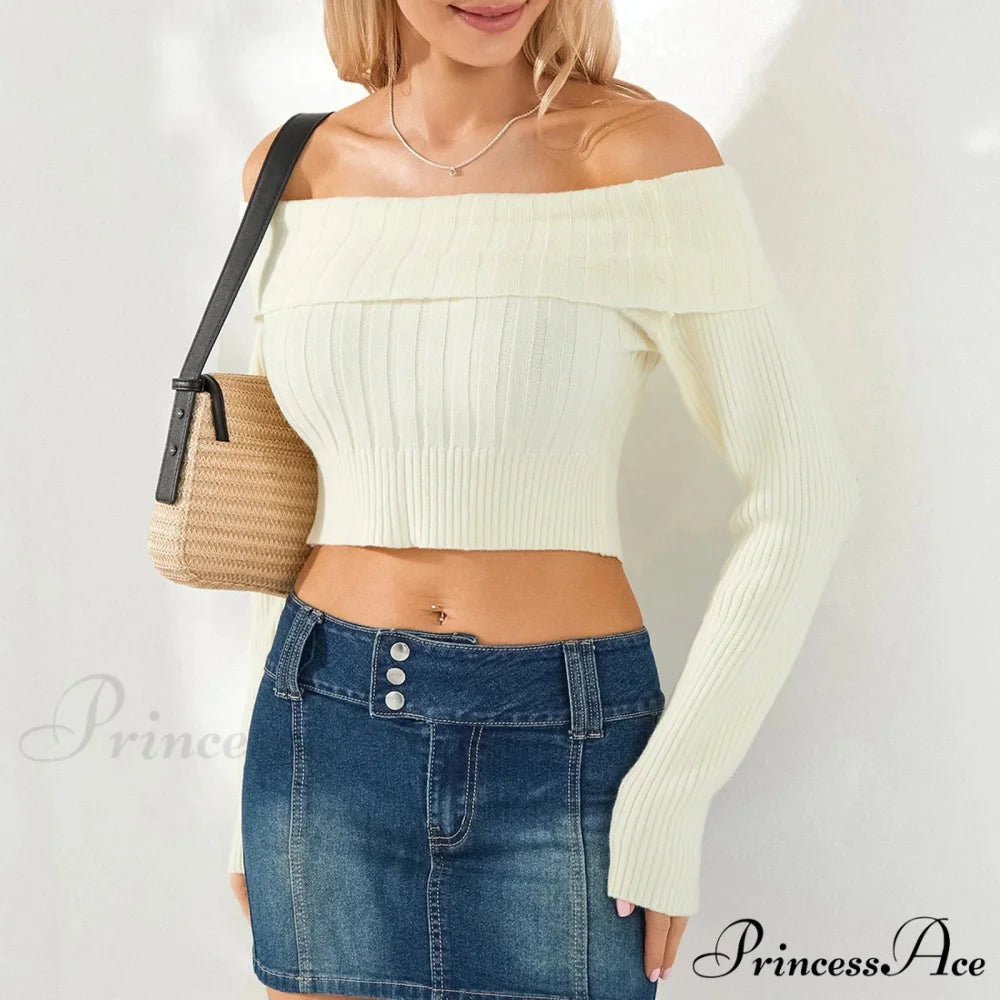 Monochrome Boat Neck Cropped Jumper swraters-241228