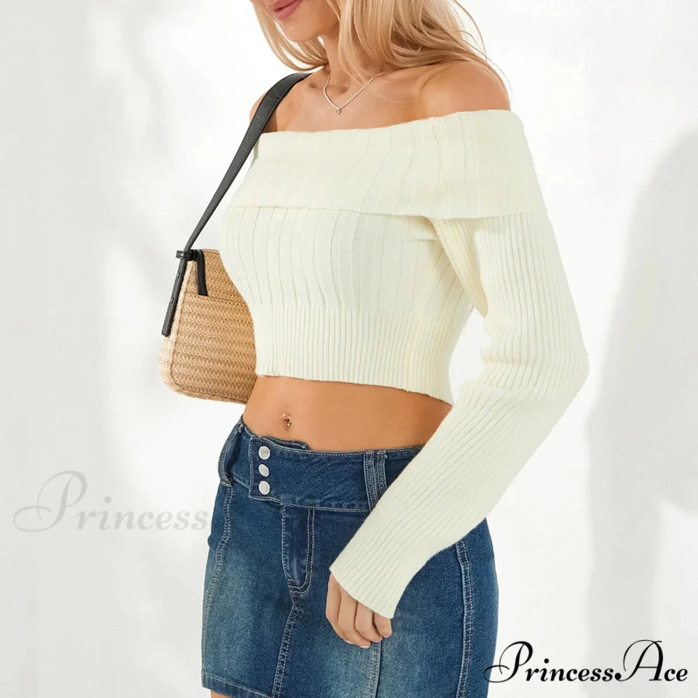 Monochrome Boat Neck Cropped Jumper swraters-241228