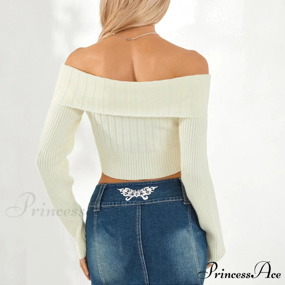 Monochrome Boat Neck Cropped Jumper swraters-241228